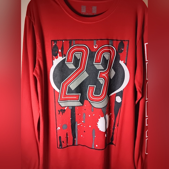 Red L/S "23 LEGEND" Graphic Tee. Mens SZ L - Picture 2 of 5